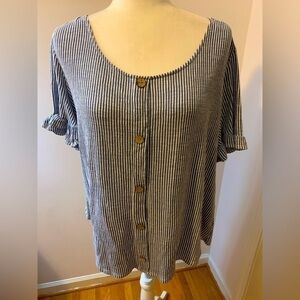 W5 striped linen shirt, size 1X